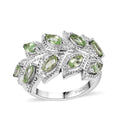 Brazilian Mint Garnet, White Zircon Ring in Rhodium Over Sterling Silver (Size 7.0) 1.30 ctw - Sticky add to cart bar