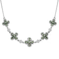 D'Joy Brazilian Mint Garnet and Moissanite Clover Necklace 18 Inches in Rhodium Over Sterling Silver 5.40 ctw - Sticky add to cart bar