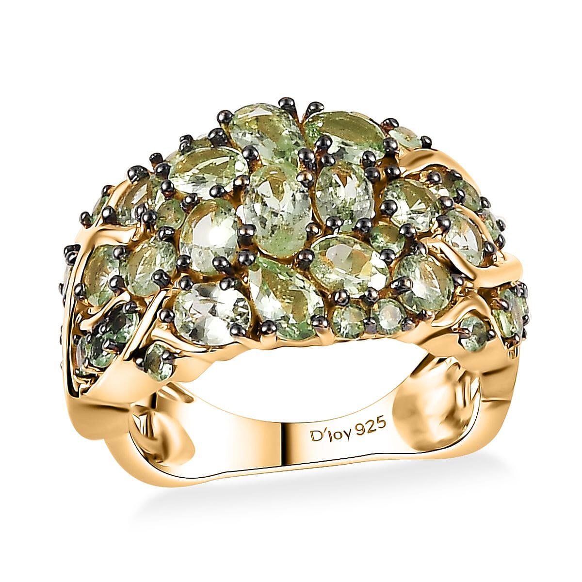 Brazilian Mint Garnet Cluster Ring in 18K Vermeil YG Over Sterling Silver (Size 6.0) 2.85 ctw