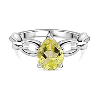 Green Gold Quartz Ring in Sterling Silver (Size 10.0) 2.00 ctw