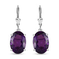 African Amethyst 10.80 ctw Lever Back Earrings in Rhodium Over Sterling Silver - Sticky add to cart bar