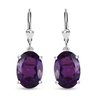 African Amethyst 10.80 ctw Lever Back Earrings in Rhodium Over Sterling Silver