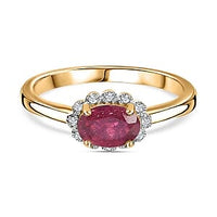 African Ruby and White Diamond 0.69 ctw Ring in 14K YG Over Sterling Silver (Size 11.5)