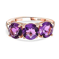 Rose De France Amethyst 3.96 ctw Ring in 14K RG Over Sterling Silver (Size 10)