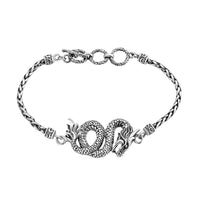 TLV Bali Legacy Sterling Silver Dragon with Padian Chain Bracelet (8.00 In) (16.20 g)