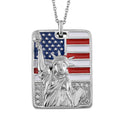 White Austrian Crystal American Flag with Statue of Liberty Necklace 20-22 Inches in Stainless Steel - Sticky add to cart bar
