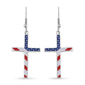 Enameled American National Flag Cross Earrings in Stainless Steel - Sticky add to cart bar