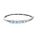 Karis Moon Glow Moonstone Moon and Star Bangle Bracelet in Platinum Bond (6.50 In) 3.60 ctw - Sticky add to cart bar