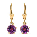 African Amethyst and White Zircon Earrings in Vermeil Yellow Gold Over Sterling Silver 3.30 ctw - Sticky add to cart bar