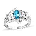 Premium Batroke Blue Apatite Solitaire Ring in Rhodium Over Sterling Silver (Size 7.0) 0.80 ctw - Sticky add to cart bar