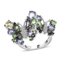 Brazilian Mint Garnet, Multi Gemstone Ring in Rhodium Over Sterling Silver (Size 5.0) 2.85 ctw - Sticky add to cart bar
