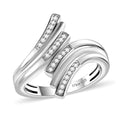 Diamond Bypass Ring in Rhodium Over Sterling Silver (Size 6.0) 0.16 ctw - Sticky add to cart bar
