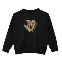 TLV Tamsy Round Neck Sparkly Heart Print Long Sleeve Top (S-L)
