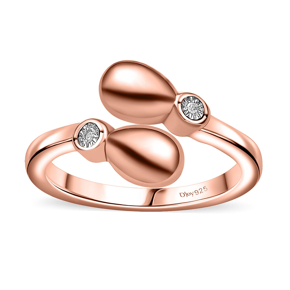 Karis Diamond Accent Bypass Ring in 18K RG Plated (Size 5.0)