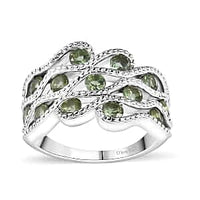 Natural Green Apatite Ring in Rhodium Over Sterling Silver (Size 5.0) 1.60 ctw