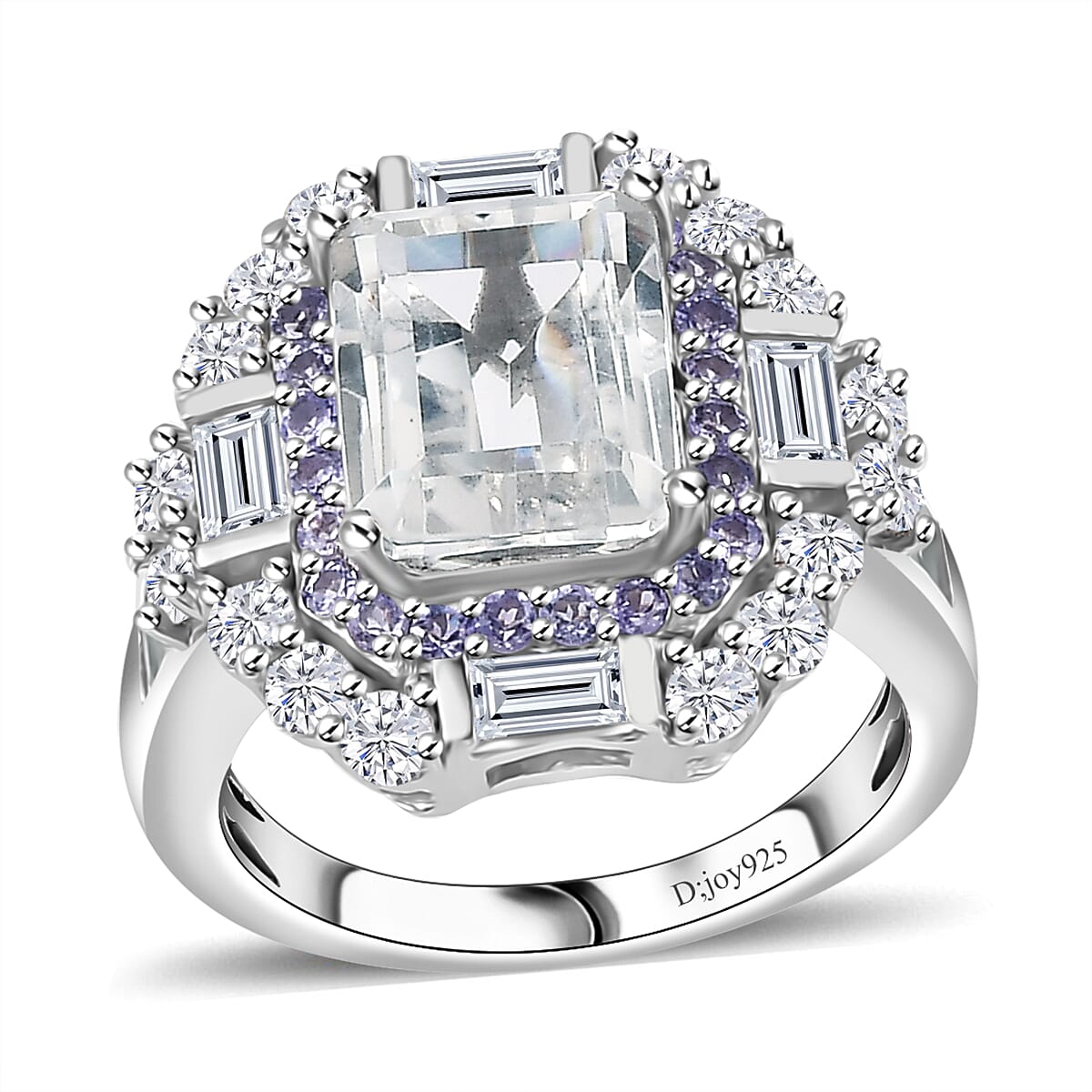 Brazilian Petalite, Multi Gemstone Ring in Rhodium Over Sterling Silver (Size 6.0) 5.30 ctw