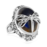 Labradorite 19.26 ctw Fancy Ring in Rhodium Over Sterling Silver (Size 6.5)