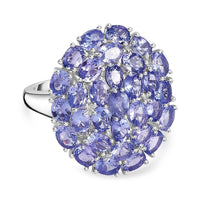 Tanzanite Ring in Rhodium Over Sterling Silver (Size 11.5) 5.89 ctw