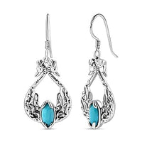 Sleeping Beauty Turquoise 1.80 ctw Fancy Earrings in Rhodium Over Sterling Silver (8.44 g)