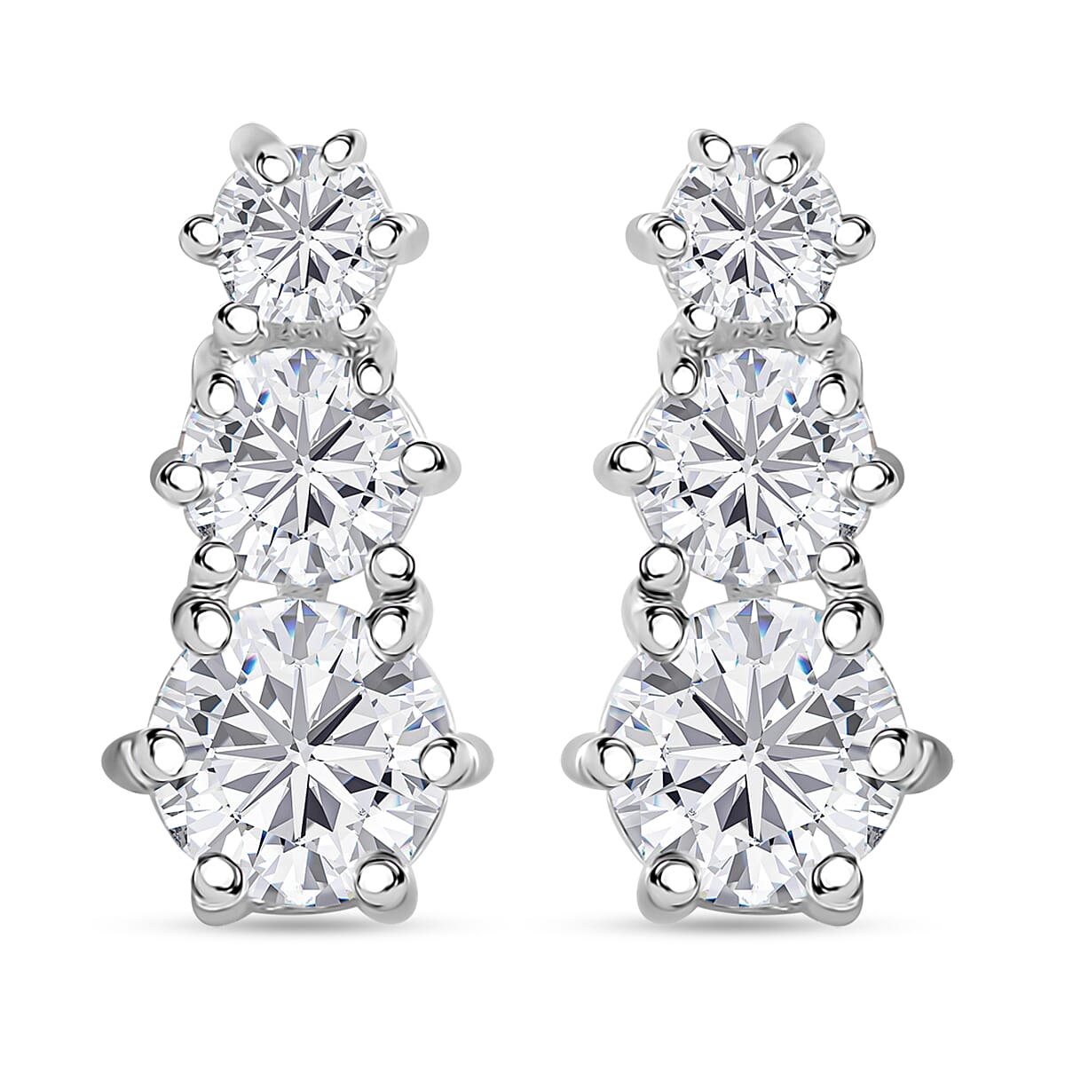 D'Joy Simulated Diamond Fancy Earrings in Sterling Silver 3.10 ctw