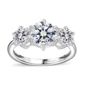 Simulated Diamond 3 Stone Ring in Sterling Silver (Size 5.0) 4.15 ctw - Sticky add to cart bar