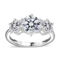 Simulated Diamond 3 Stone Ring in Sterling Silver (Size 5.0) 4.15 ctw