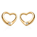 White Diamond Accent Heart Solitaire Stud Earrings in Sterling Silver - Sticky add to cart bar