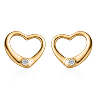 White Diamond Accent Heart Solitaire Stud Earrings in Sterling Silver