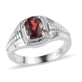 Mozambique Garnet 1.50 ctw Men's Ring in Stainless Steel - Sticky add to cart bar