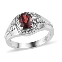 Mozambique Garnet 1.50 ctw Men's Ring in Stainless Steel