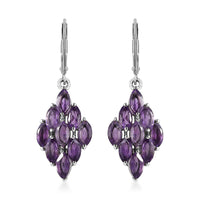 African Amethyst Lever Back Earrings in Stainless Steel 4.40 ctw