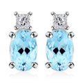 Certified & Appraised Luxoro 14K White Gold AAA Santa Maria Aquamarine and I2 Diamond Earrings 1.00 ctw - Sticky add to cart bar