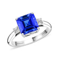 Certified & Appraised Rhapsody 950 Platinum Asscher Cut AAAA Tanzanite, Diamond (E-F, VS) Ring (Size 6.0) (5.55 g) 3.00 ctw - Sticky add to cart bar
