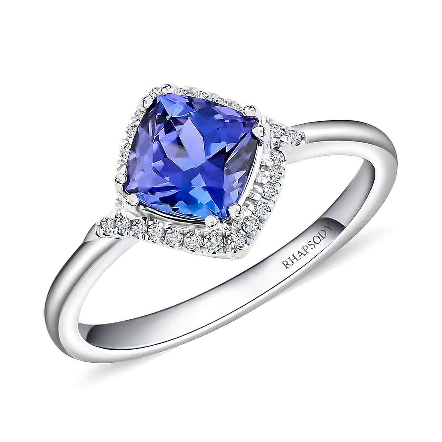 Certified & Appraised Rhapsody 950 Platinum AAAA Tanzanite and E-F VS Diamond Ring (Size 6.0) 5.60 Grams 2.00 ctw