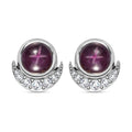 Indian Star Ruby and White Zircon Star and Moon Earrings in Rhodium Over Sterling Silver 3.65 ctw - Sticky add to cart bar