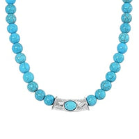 Blue howlite 330.00 ctw Necklace in Silvertone 18 Inches