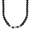 JCK Deal Elite Shungite with Multi Gemstone 7 Chakra Beaded Necklace 20 Inches in Rhodium Over Sterling Silver 156.50 ctw - Sticky add to cart bar