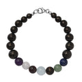 JCK Deal Elite Shungite with Multi Gemstone 7 Chakra Beaded Stretch Bracelet in Rhodium Over Sterling Silver 61.50 ctw - Sticky add to cart bar