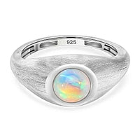 Ethiopian Welo Opal 0.49 ctw Ring in Platinum Over Sterling Silver (Size 10)
