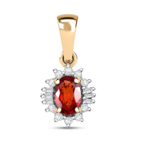 Luxoro 10K Yellow Gold AAA Sanguine Sapphire and G-H I2 Diamond Art Deco Pendant without Chain 0.65 ctw