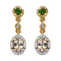 AAA Turkizite and Multi Gemstone Halo Dangle Earrings in 18K Vermeil Yellow Gold Over Sterling Silver 1.50 ctw - Sticky add to cart bar