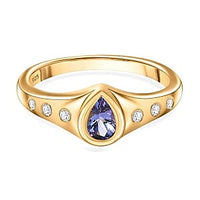 Tanzanite and White Zircon 0.40 ctw Ring in 18K Vermeil Yellow Gold Over Sterling Silver (Size 9.0)