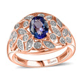 Tanzanite and Uncut Natural Pink Diamond Leaves Ring in 18K Vermeil Rose Gold Over Sterling Silver (Size 7) - Sticky add to cart bar