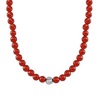 Round Red Agate 365.00 ctw Necklace in Silvertone 20-22 Inches