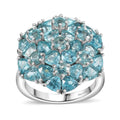 Betroka Blue Apatite Cluster Ring in Rhodium Over Sterling Silver (Size 5.0) 5.25 ctw - Sticky add to cart bar