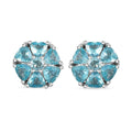 Betroka Blue Apatite 1.75 ctw Flower Stud Earrings in Rhodium Over Sterling Silver - Sticky add to cart bar
