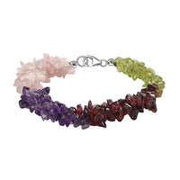 Mozambique Garnet and Peridot 111.85 ctw Bracelet in Rhodium Over Sterling Silver (7.50 In)