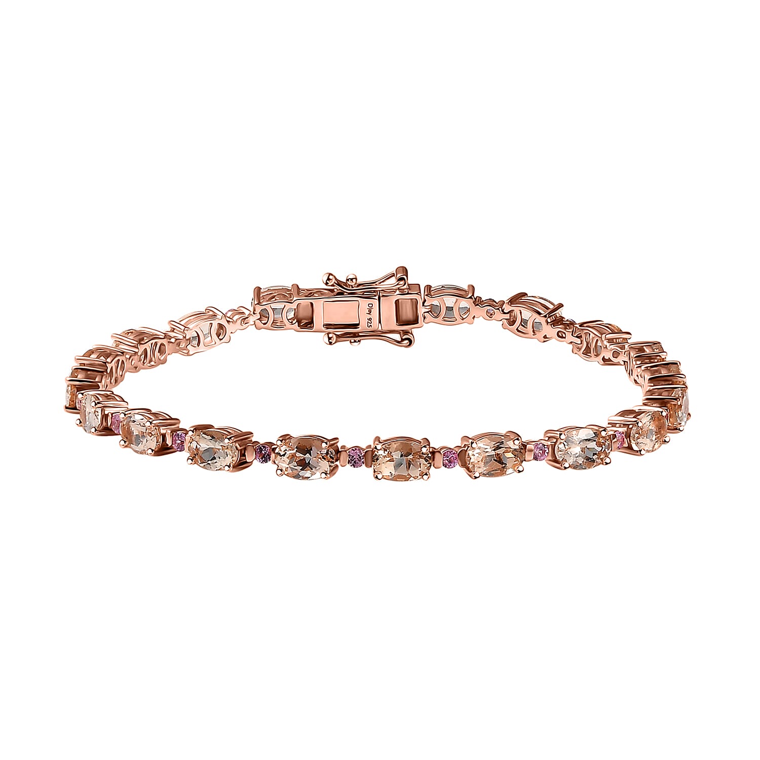 TLV Premium Marropino Morganite, Madagascar Pink Sapphire Bracelet in 18K Vermeil RG Over Sterling Silver (7.25 In) 9.40 ctw