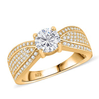 Moissanite Ring in 18K Vermeil YG Over Sterling Silver (Size 11.5) 1.51 ctw