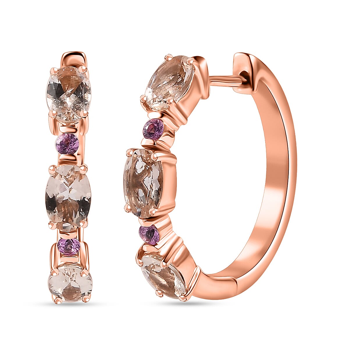 TLV Premium Marropino Morganite, Madagascar Pink Sapphire Earrings in 18K Vermeil RG Over Sterling Silver 2.80 ctw